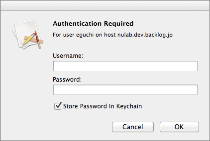 輸入Backlog的用戶名稱和密碼