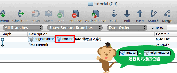 進行到和origin/master同樣的位置